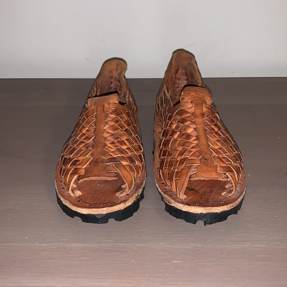 Handmade Boho Cognac Woven Leather Shoes - Women’s Size 6 - Picture 3 of 7